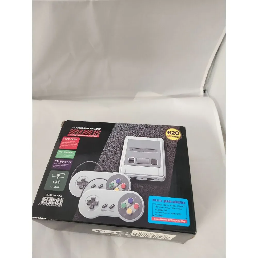 Super Mini SFC Classic Retro Game Console 620 Built-In Games 2 Controllers Box